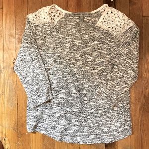Absolutely Famous Marled Knit and Lace Sweater XL